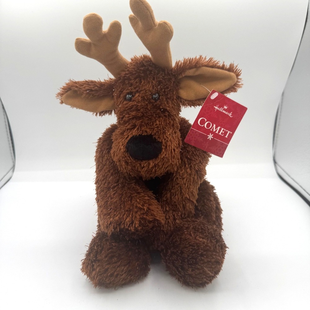 Hallmark Comet Reindeer Plush Brown Shaggy Sparkle Christmas Stuffed Animal